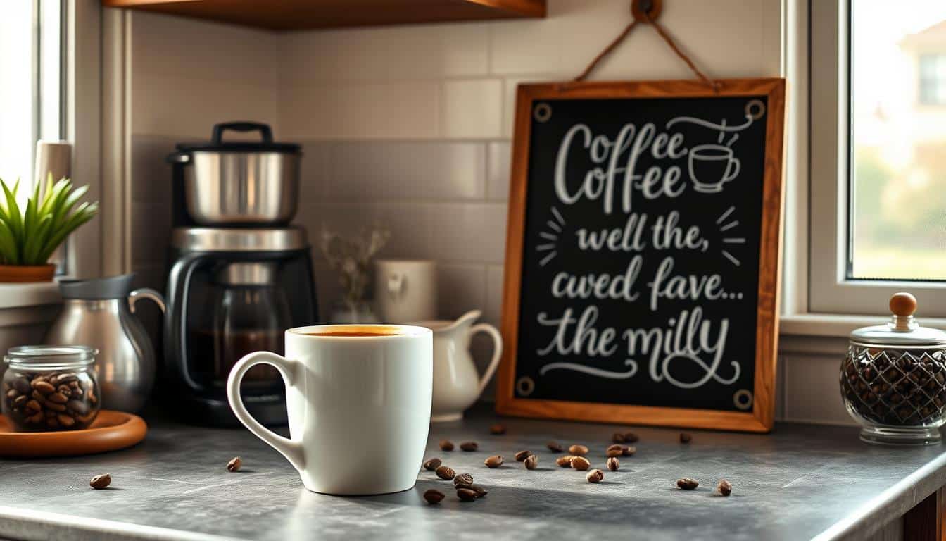 Beginne den Tag mit einem Kaffee und einem lustigen Kaffeespruch